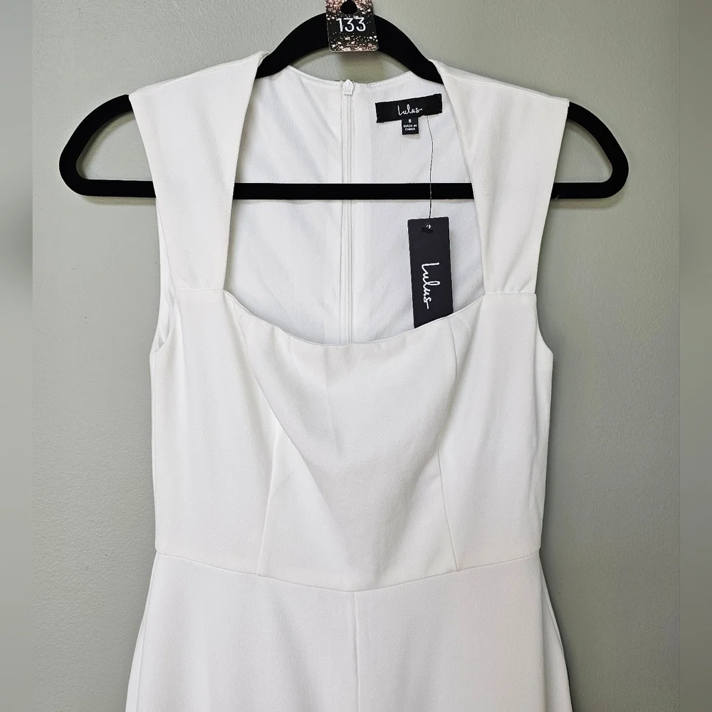Lulus Enticing Endeavors White Sleeveless Square Neck Jumpsuit